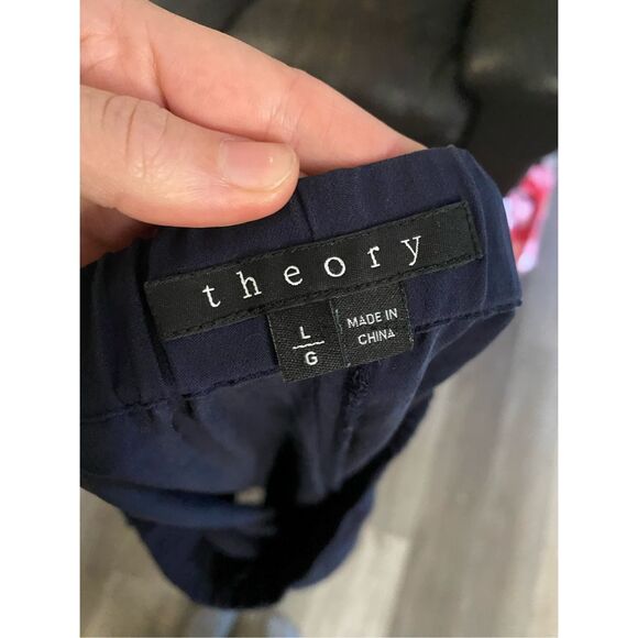 Theory Navy Blue Silk Jogger Style Pants Size Large - Picture 6 of 11